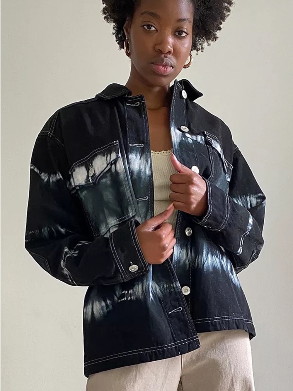 BDG Black Tie-Dye Denim Jacket